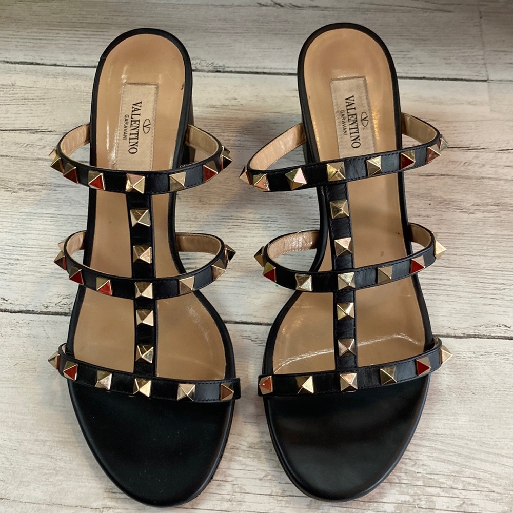 Valentino Garavani black Rock Stud Sandals